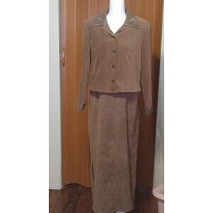 Jessica Howard Petite Long Dress w/ Blazer Brown with snake skin print collar 6